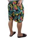 Short Estampado Tactel Elastano P ao Extra Grande Plus Size  Folhas